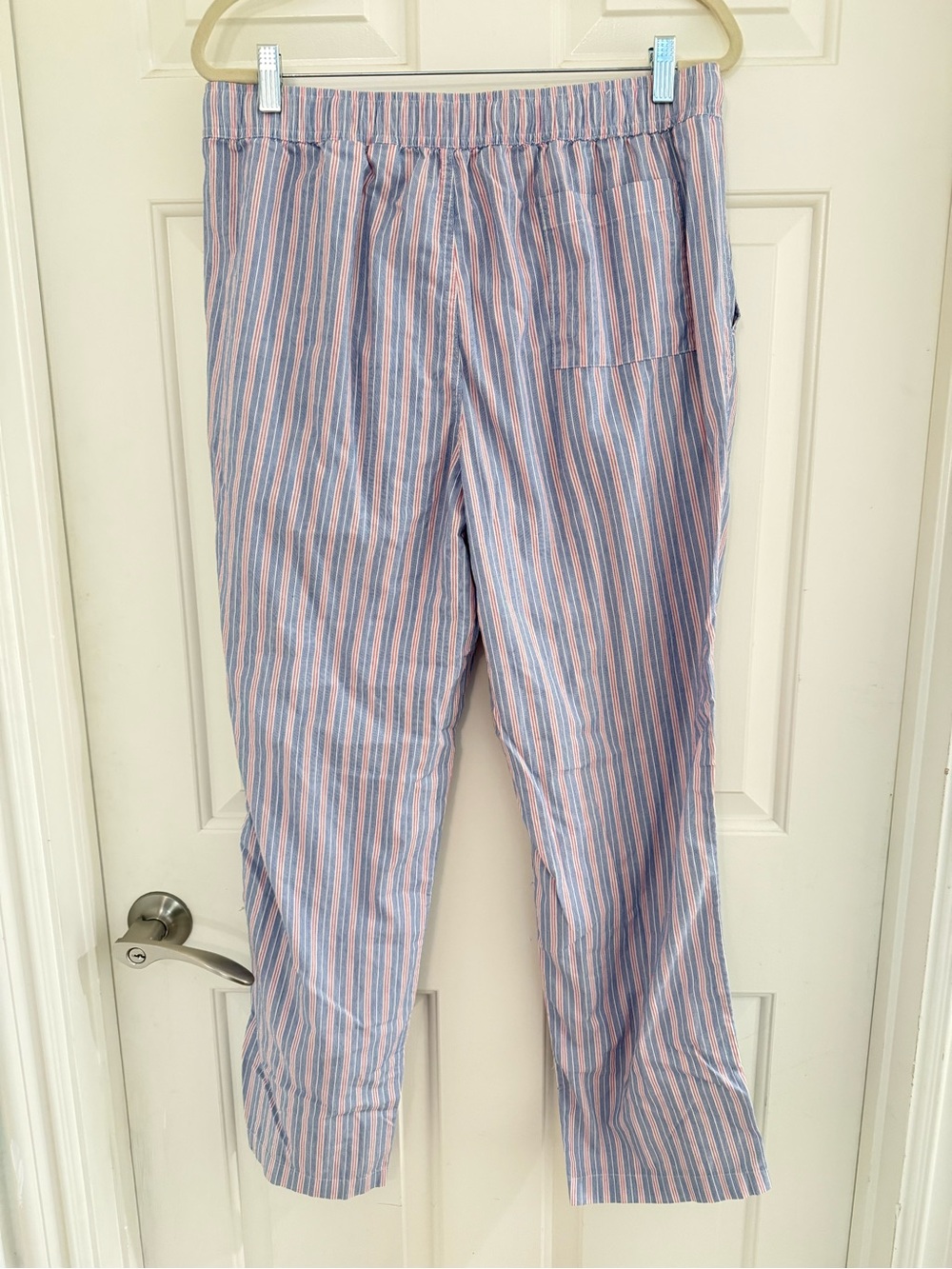 J. Crew 100% cotton striped pockets blue striped Pajama Pants Bottoms Large - Picture 3 of 9